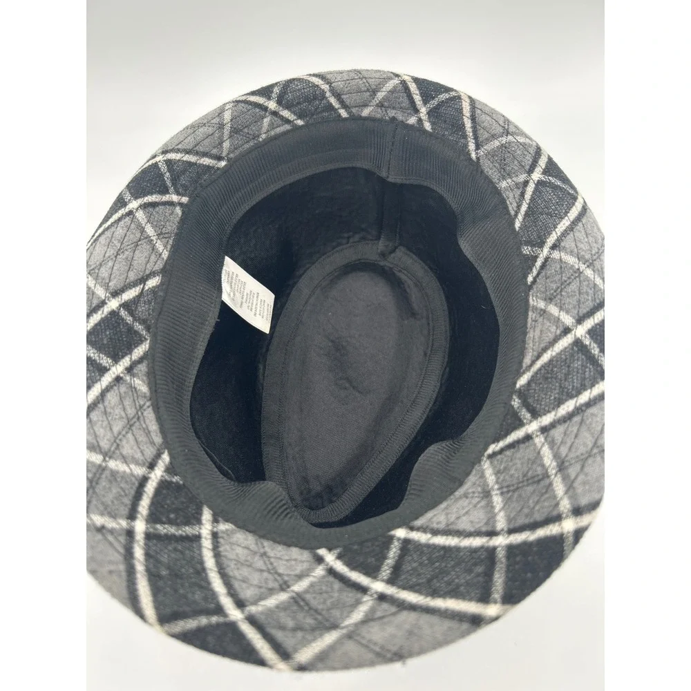 Grey Black Plaid Fedora Hat‎ Classic Tartan Short Brim Unisex Trilby Style